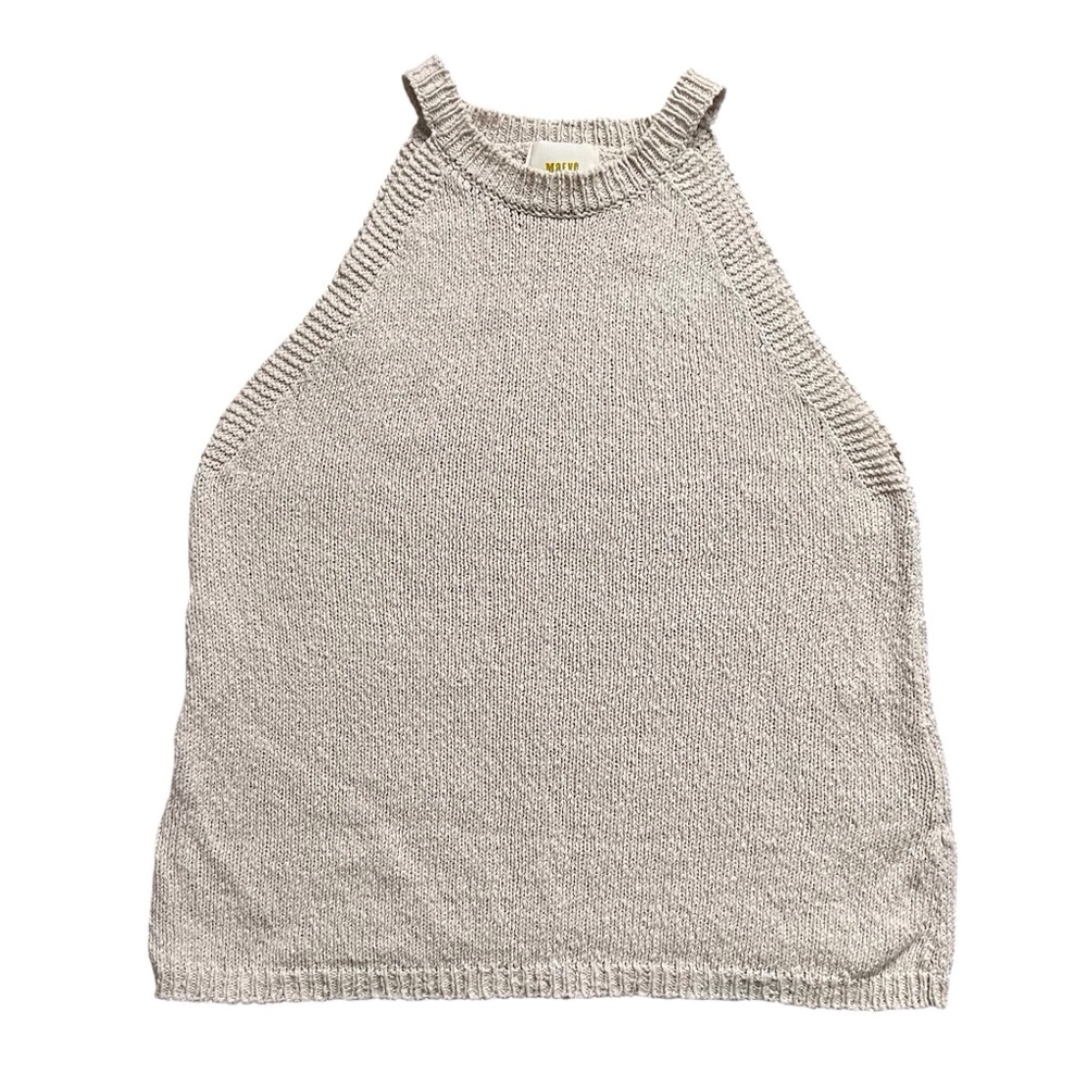 Anthro Maeve Cream Knit Tank Top High Neck Sleeveless Coastal Normcore Medium